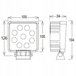 Darbinė lempa 9 LED kvadratinė 12 24v 2200lm taškinė
