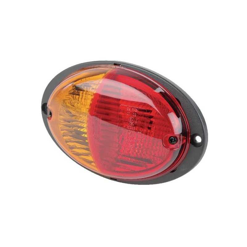 Galinis kombinuotas žibintas, ovalus, 12 24v, raudonas, oranžinis