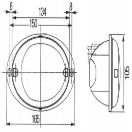 Galinis kombinuotas žibintas, ovalus, 12 24v, raudonas, oranžinis
