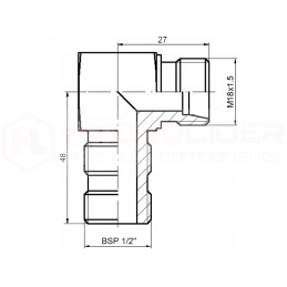 Ed pbbk 1 2 m18x1 5 colių kampinis jungtis