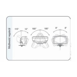 Darbinės lempos priekinis žibintas su lemputės reguliavimu h3