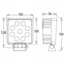 Darbinė lempa 9 LED kvadratinė 9 32v 2200lm halogeninė