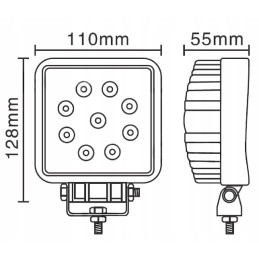 Darbinė lempa 9 LED kvadratinė 9 32v 2200lm halogeninė