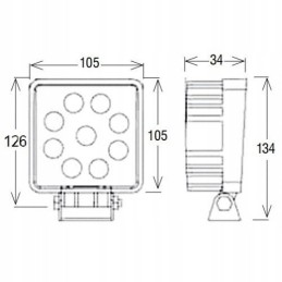 Darbinė lempa 9 LED kvadratinė 9 32v 2200lm halogeninė