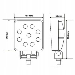 Darbinė lempa 9 LED kvadratinė 9 32v 2200lm halogeninė