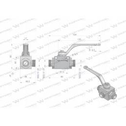 Trijų krypčių hidraulinis rutulinis vožtuvas 3 2 m22x1 5 15