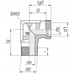 Kampinė jungtis gz npt wes 12l m18x1 5 1 2