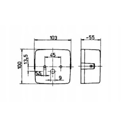 Kvadratinė kombinuota galinė lempa 12v, oranžinė
