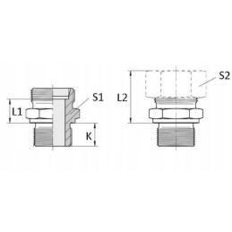 Tiesi jungtis m14x1 5 8l m22x1 5