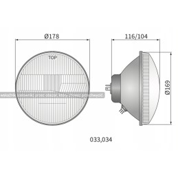 R2 Wesem RE12111 178mm priekinio žibinto optinis elementas