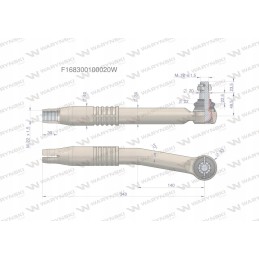 Dešinysis vairo šarnyras 340mm m22x1 5 Warynski