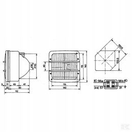 Kvadratinis atšvaitas, skaidrus, 140x112x112 mm