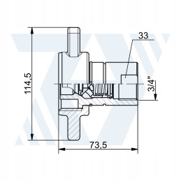 Prisukama drugelio greitoji jungtis, 3 4 VCR kištukas