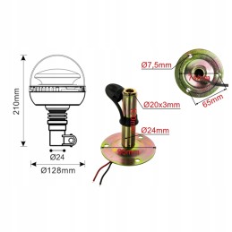 LED gaidžio įspėjamoji lemputė 12v 24v su laikikliu