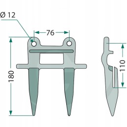 Dvigubas durtuvas laverd l peiliui su grioveliu viršumi
