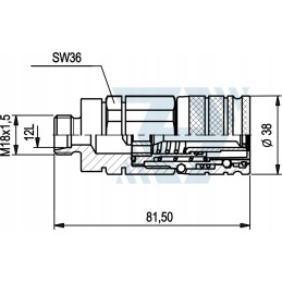 Sausai supjaustyta greitoji jungtis 1 2 lizdas m18x1 5