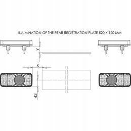 Stačiakampis kombinuotas galinis žibintas, 5 kontaktų, kairysis, LED