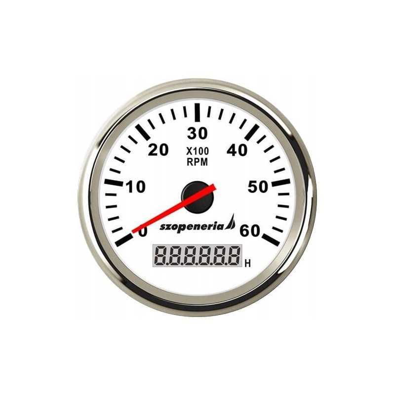 Tachometras su variklio darbo valandų skaitikliu 0 6000 baltas