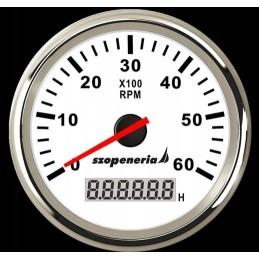 Tachometras su variklio darbo valandų skaitikliu 0 6000 baltas