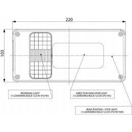 Stačiakampis dešinysis kombinuotas galinis žibintas LA45014 GO