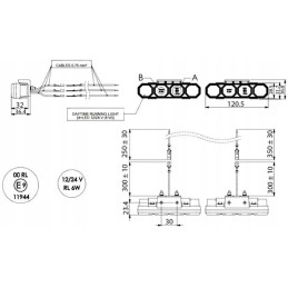 LED dieniniai žibintai, kramp komplektas, 2 vnt