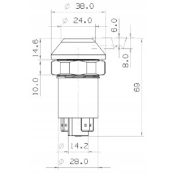 Priekinio stiklo valytuvo mygtuko jungiklis, apvalus geltonas