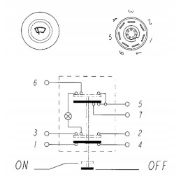 Priekinio stiklo valytuvo mygtuko jungiklis, apvalus geltonas