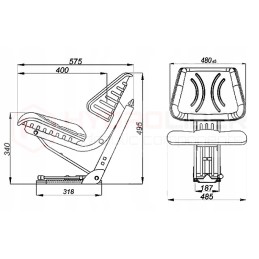 Sustiprinta pasvirusi sėdynė traktoriui MF 255