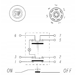 Apvalus raudonas stabdymo mygtuko jungiklis