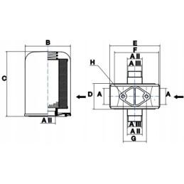Dvigubas hidraulinis filtras 2x 170l, galva 1 1 4