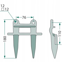 Bajonetinis dvigubas peilis, viršuje su grioveliais