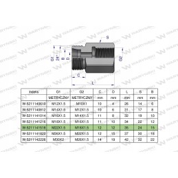 Metrinė hidraulinio diferencialo įvorė AB M22x1