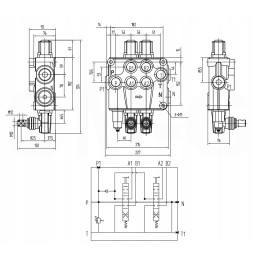 Hidraulinis skirstytuvas, 2 sekcijų, 120l, svirtis