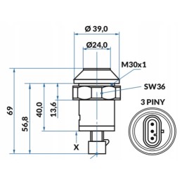 Case New Holland hidraulinio jungiklio mygtukas