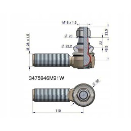 Vairo jungtis 110mm 3475946m91 massey