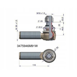 Vairo jungtis 110mm 3475946m91 massey