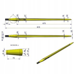 Krautuvas universalus tiesus 810mm m22x1 5 apsisukimai