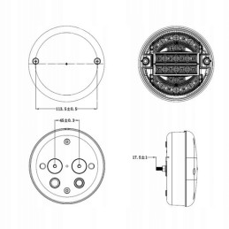 LED galinis atbulinės eigos žibintas 12 24v, apvalus