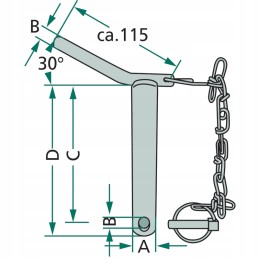 Viršutinis jungties kaištis fi 25mm l 151mm cat 2