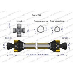 Kardaninis velenas 1010 1500 620 z21 iš 2 pusių Warynski