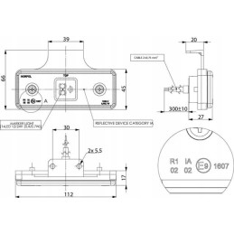 LED markerinė lempa 0 4 0 7w stačiakampė 12 24v birž