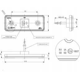 LED markerinė lempa 0 4 0 7w stačiakampė 12 24v birž