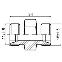 Tiesi jungtis bb m22x1 5 m18x1 5 hidrolideris