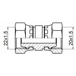 Tiesi jungtis aa m22x1 5 m20x1 5 hidrolideris