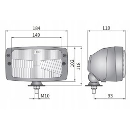 Priekiniai žibintai, tipas H4 184x102, 3 funkcijų Wesem