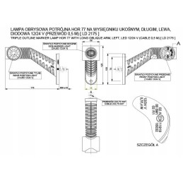Kairės pusės gabaritinis žibintas, ilgas LED, 12 24v