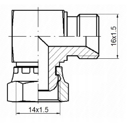 Kampinė jungtis ab m14x1 5 m16x1 5 hidrolideris