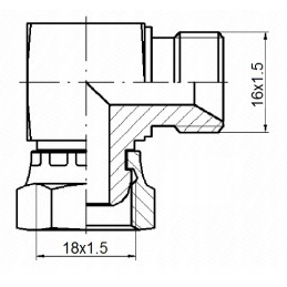 Kampinė jungtis ab m18x1 5 m16x1 5 hidrolideris