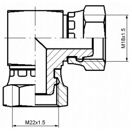 Kampinė jungtis aa m22x1 5 m18x1 5 hidrolideris