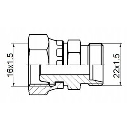 Tiesi jungtis ab m16x1 5 m22x1 5 hidrolideris